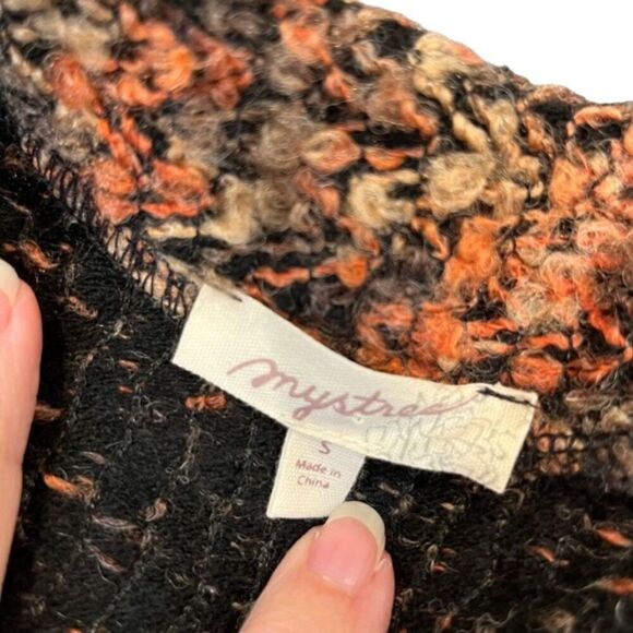 Mystree Wool Blend Side Zip Flap Lapel Jacket Tweed Orange Brown Size Small - Picture 6 of 10